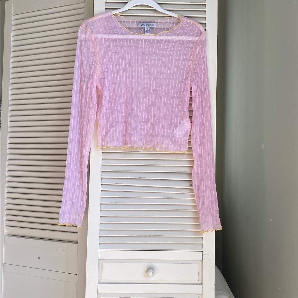 Urban Outfitters Sheer Pink Long Sleeve Top